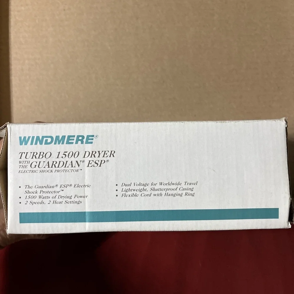 Vintage Windmere Turbo 1500 Hair Dryer Compact Travel Guardian Dual Voltage